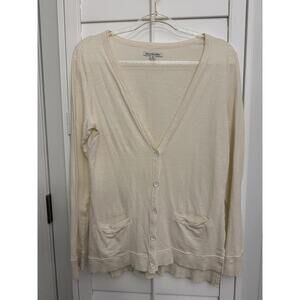 American Eagle Outfitters Light Cream Button-Front Cardigan